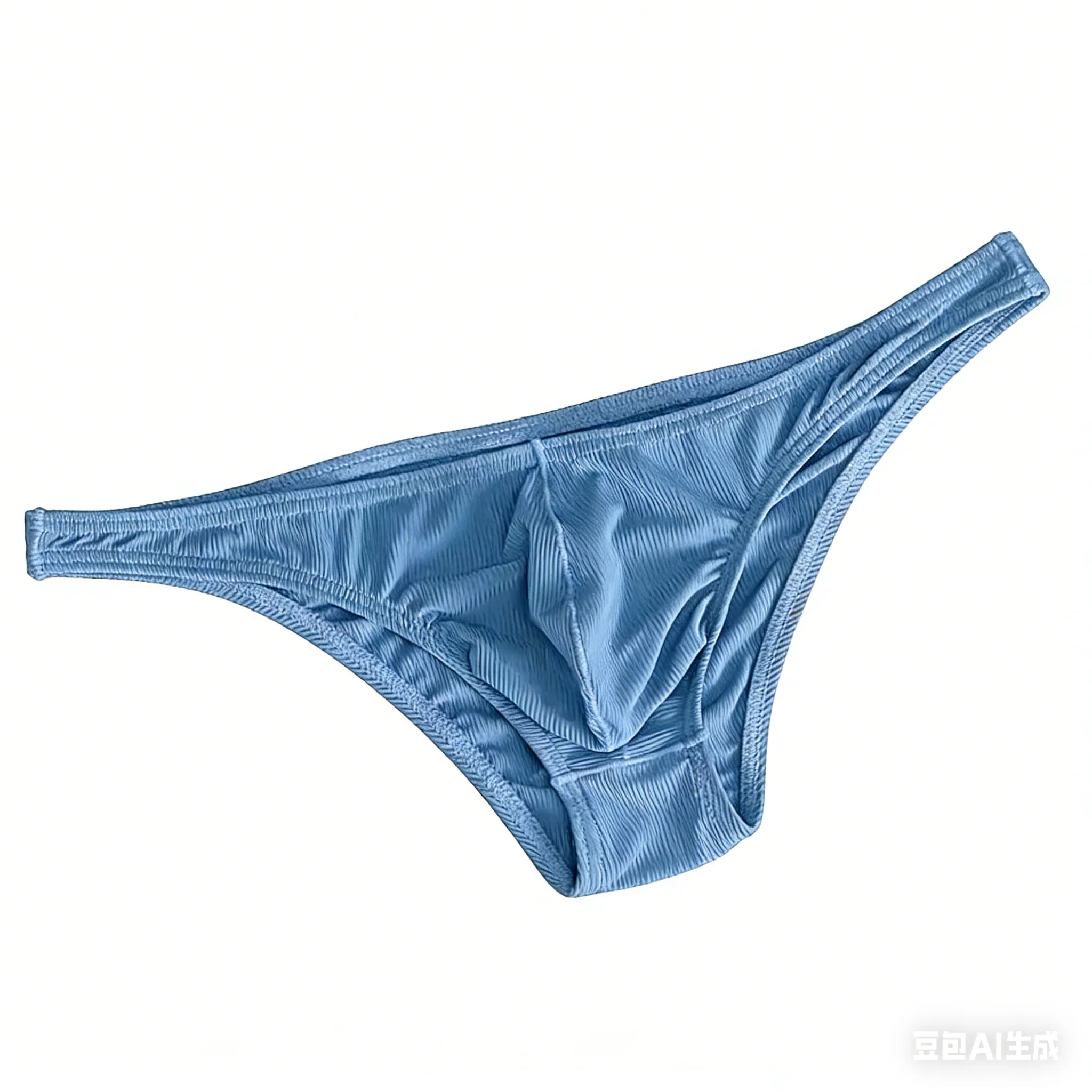 Ribbed Stretchy Ice Silk Bikini for Men High Elastic Low-rise U Convex Pouch Brief Comfy Quick Dry Underwear Stock Fast Shipping