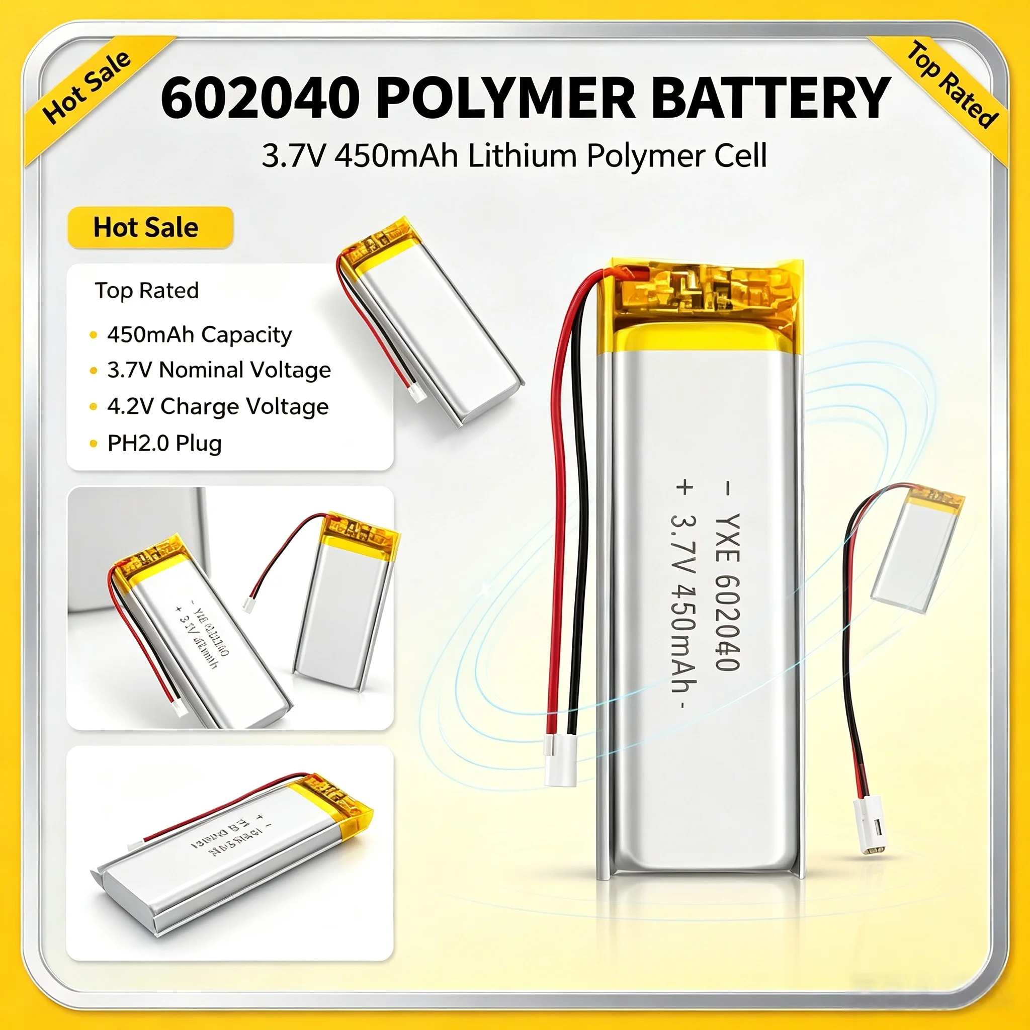 3.7V 450mAh 602040 Replacement Lithium Battery Compatible With HAC-006, HAC-A-JCL-C0, HAC-A-JCR-C0 For Switch Joy-Con Controller