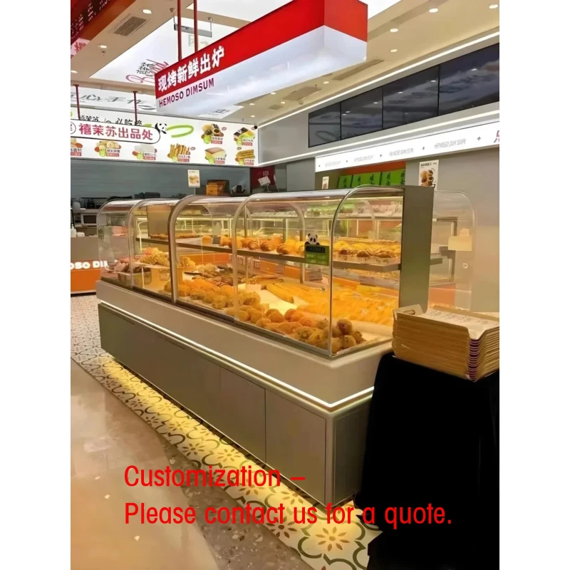 custom.Commercial Luxury Wooden Bakery Display LED Lighting Glass Back Ladder Shelf Varnished Heavy Duty Shoppin