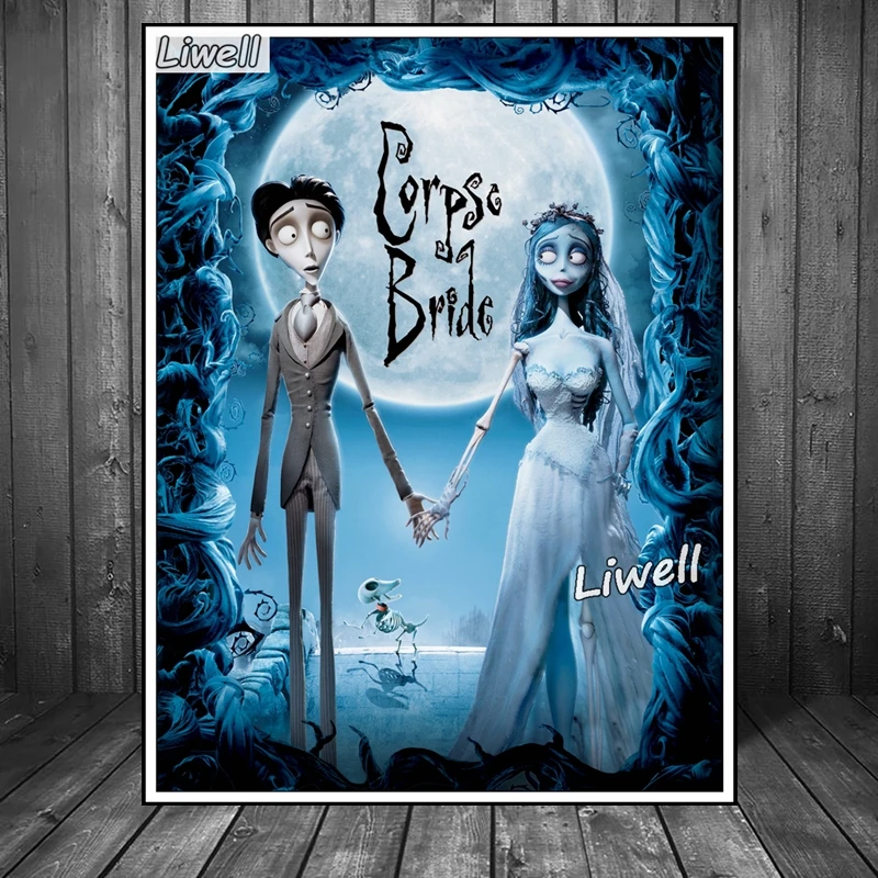 Tim Burton Sposa cadavere Film Pittura diamante Mosaico Arte Horror Teschio Matrimonio Emily Victor Foto Kit punto croce Decorazioni per la casa