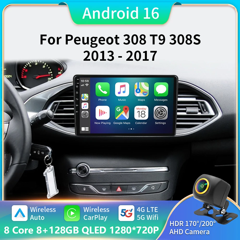 

Carplay For Peugeot 308 T9 308S 2013-2017 Android Auto Wireless Car Radio Multimedia Automotive Car Video Stereo Subwoofer DSP