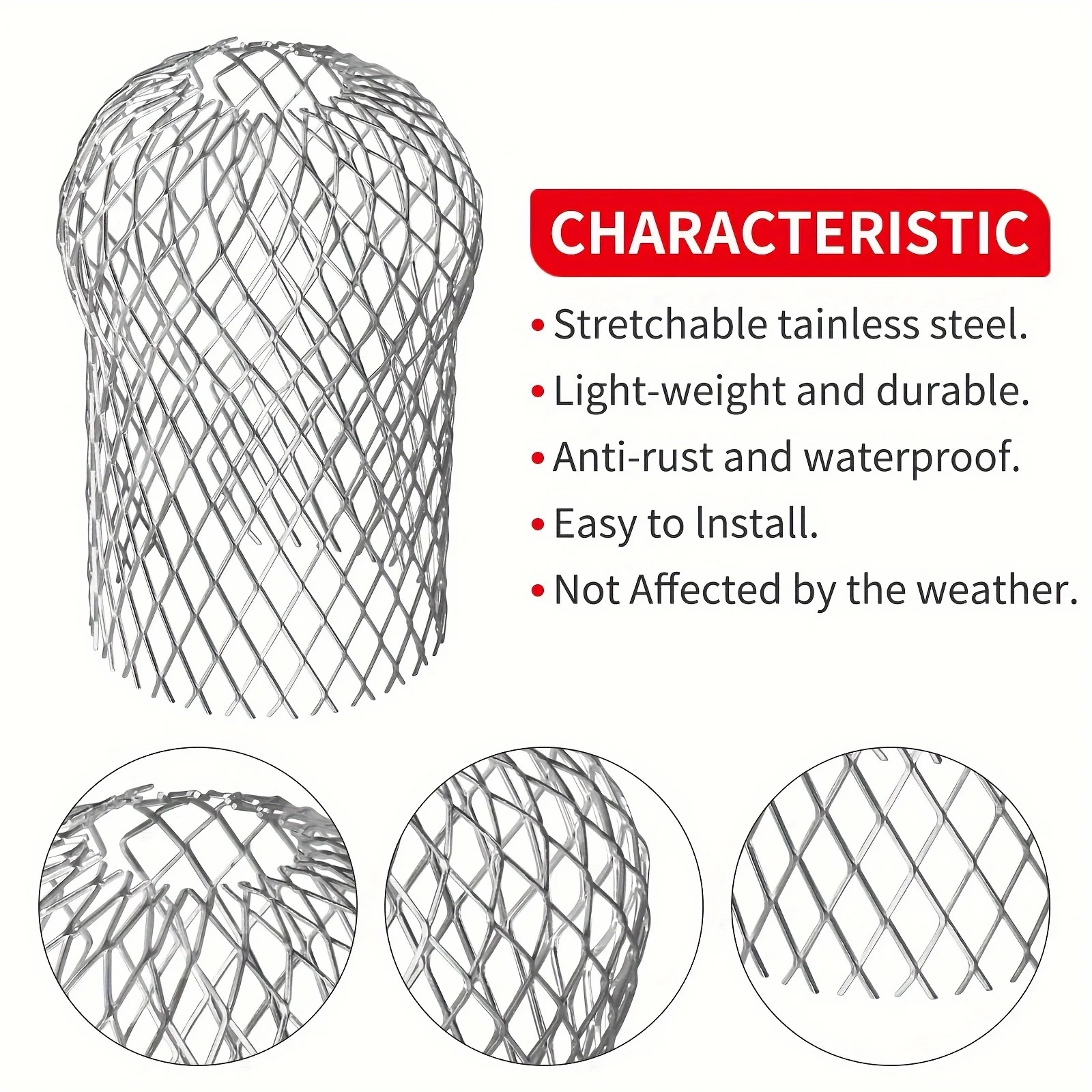4pcs Gutter Guards, Gutter Downspout Guard, Expand Aluminum Gutter Guard Strainer Filter