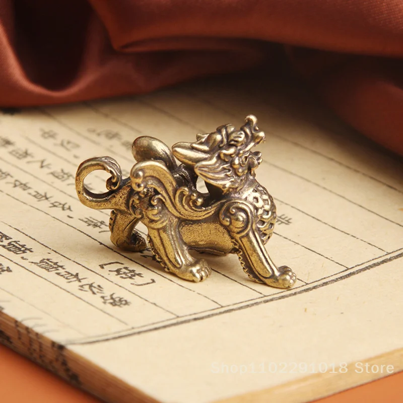 New Statue Kylinsculpture Wealth Brass Decor Prosperity Good Yao Chinese Pi Ornament Qilin Dragon