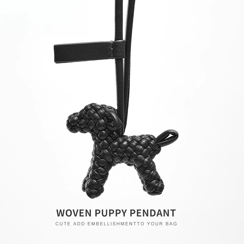 

Exquisite Handcrafted Leather Dog Charm Keyring for Designer Bags Colorful Puppy Pendant Accessories