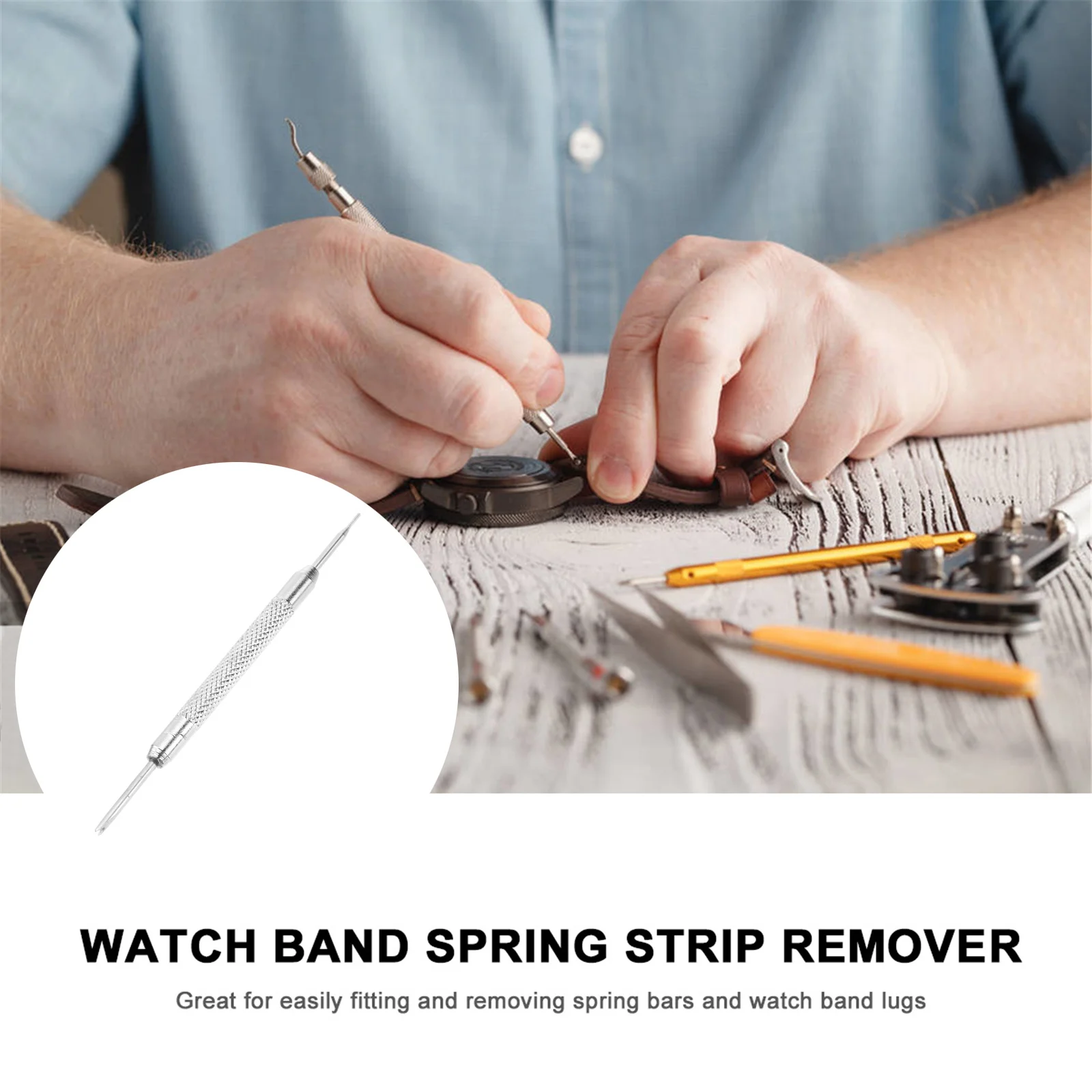 

7Pcs Professional Watchband Repair Tool Kit with Reversible Forks for Easy Strap Replacement Spring Bar Remover Heavy Hurl