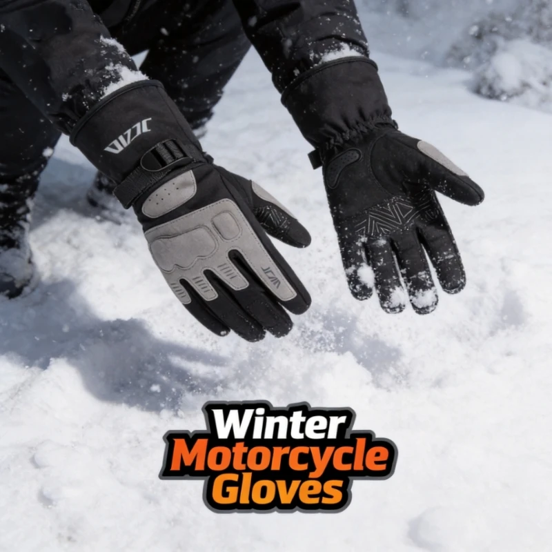 JCAA Women Winter Autumn Motorcycle Gloves for Men, Waterproof Warm Thickened Windproof Anti-Fall Touchscreen Riding Moto Gloves