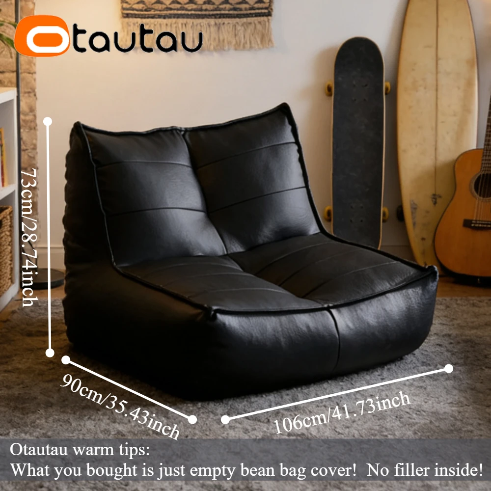 OTAUTAU King Size Big Faux Leather Bean Bag Cover Lounger Pouf SF155【No Filler Inside! You Need To Buy Filler By Yourself !】 view 3