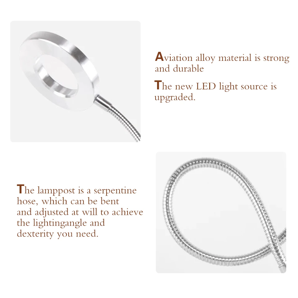 Luce LED di bellezza a due colori per estensione ciglia, tatuaggio, nail art, salone di bellezza, colore/luci calde, protezione per gli occhi, strumento senza ombre