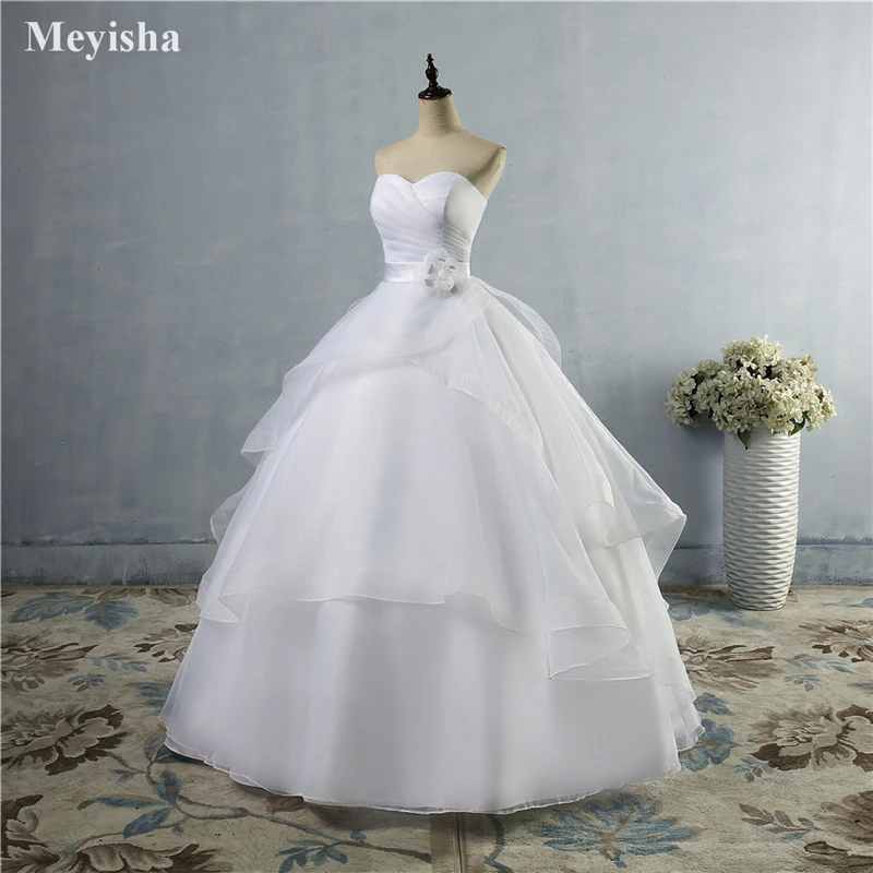 ZJ9043 Customized Sleeveless A-line Wedding Dress Sweetheart Sexy Backless Bridal Gown Ruffle Skirt Wedding Dresses 2022