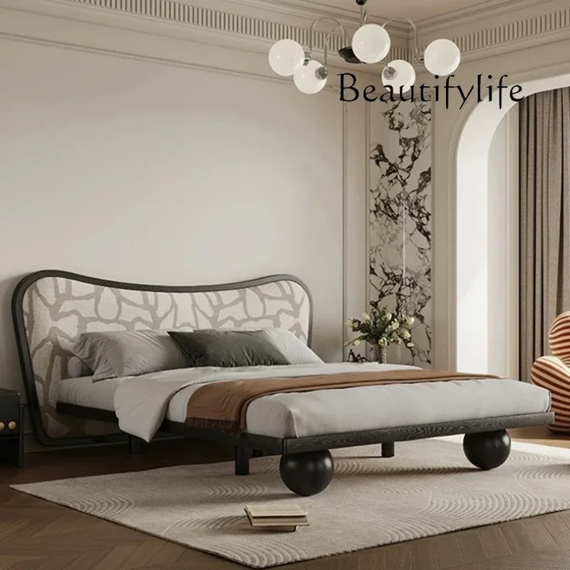 

French light luxury retro bed, soft bag solid wood bedroom double bed, master bedroom soft bed