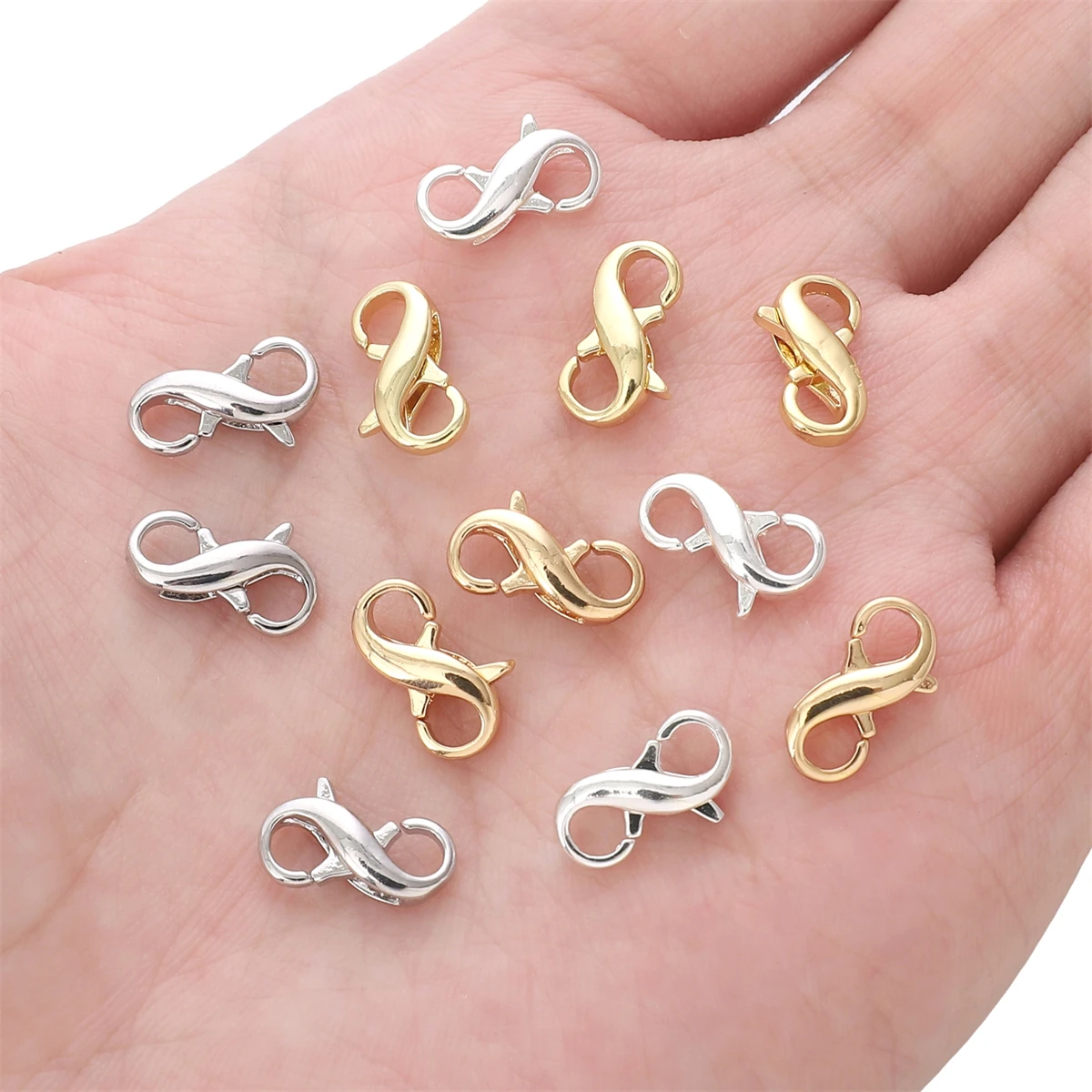 1 stücke 14k/18k/platin/versilbert überlegene Qualität 8-förmige Verschlüsse Messing Hummers chnalle für Schmuck herstellung DIY Lieferungen