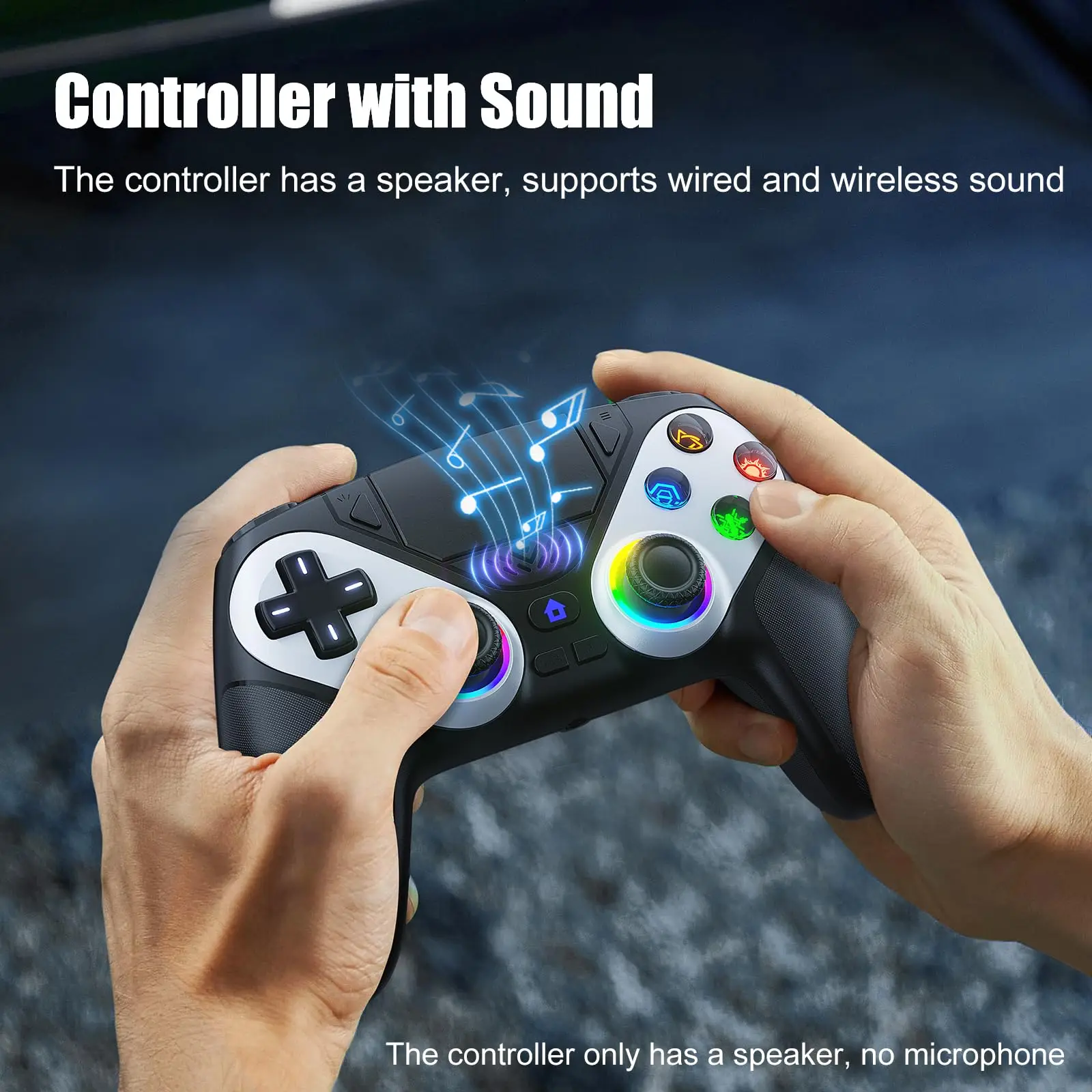Für Playstation 5/PS5 Pro/Slim/PC RGB BT Kabelloser Controller mit Dual-Shock-Marko/Turbo-Programmfunktion, 3,5-mm-Audioanschluss, Gamepads – Detail 19