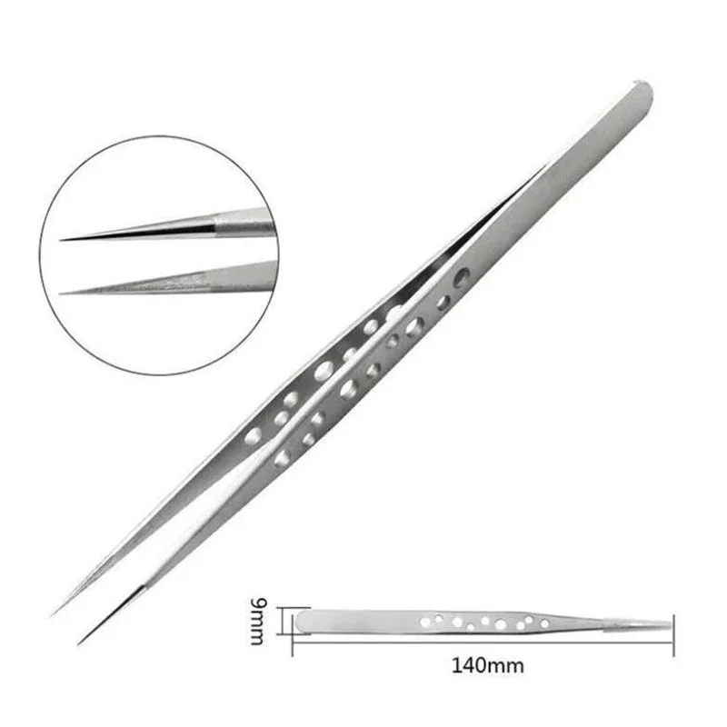 1/2Pc Professional High Precision Stainless Steel Tweezers Curved Straight Tip Tweezer for Eyelash Extensions Eyebrow Tweezers