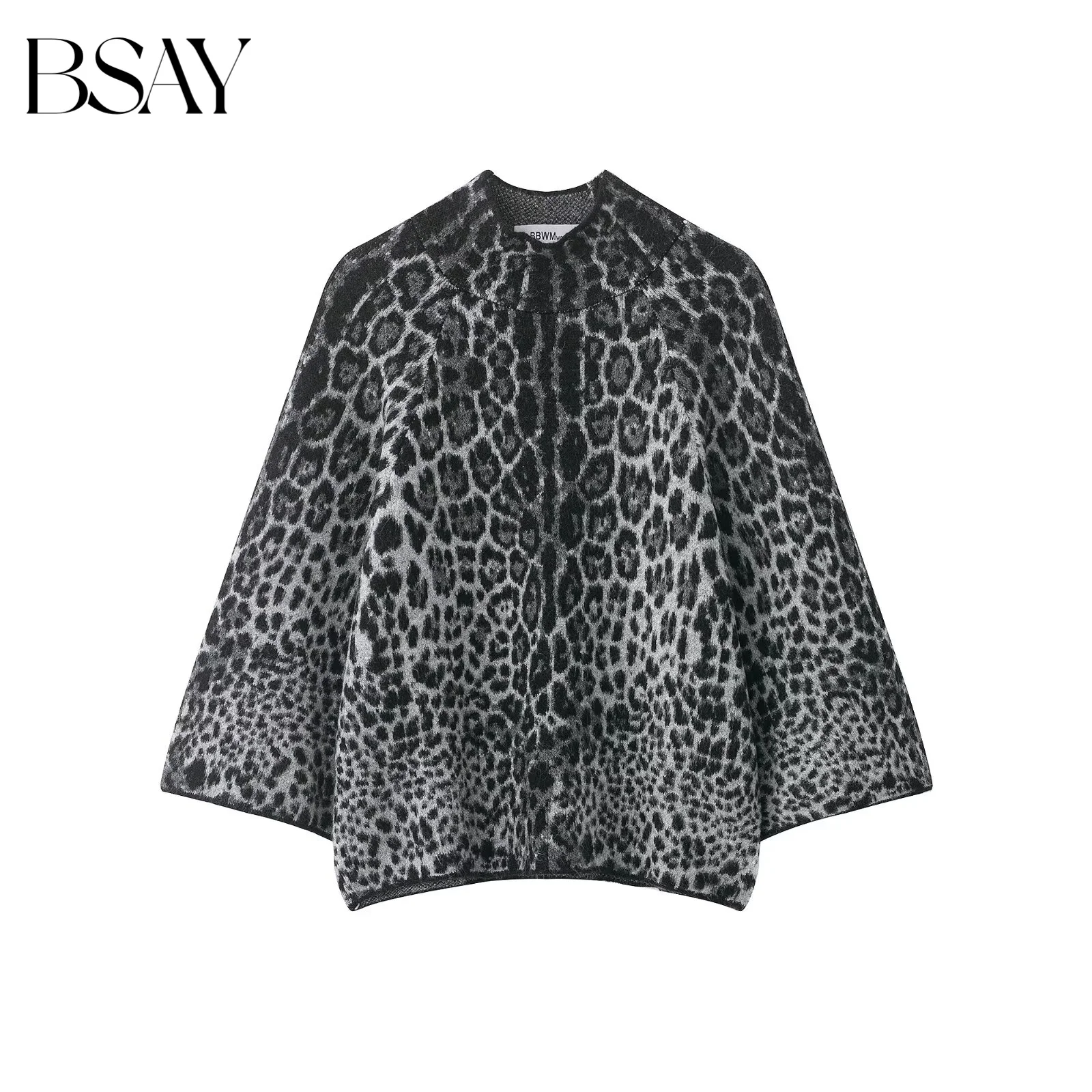 

BSAY Knitted Sweater for Women Fashion Autumn Winter New Leopard Print Long Sleeves Tops Chic Female Knit Sweaters Mujer