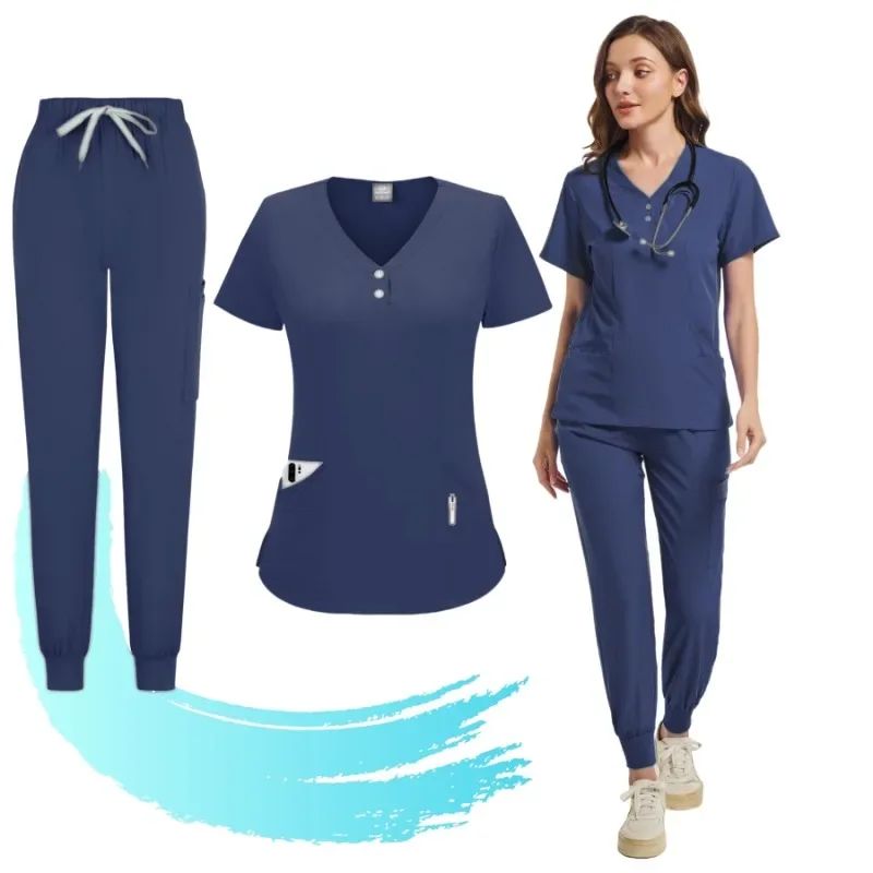 Multicolor Scrubs Uniform Nursing Uniform Short Sleeve Tops+Pants Women Pet Shop Doctor Scrub Medical Surgery Workwear Scrub Set