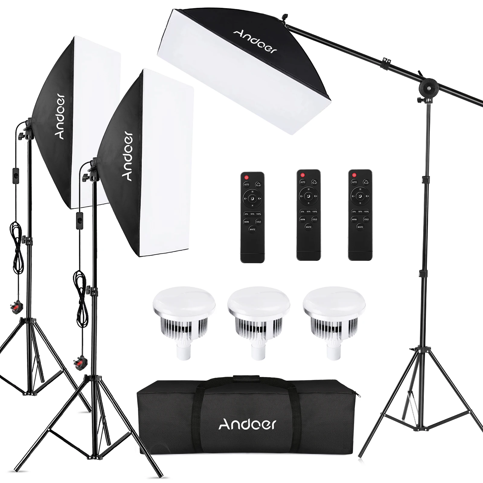 Andoer Studio Photography Light Kit Softbox Lighting Set with 85W 2800K-5700K Bi-color for Studio Portrait Product Photo Video