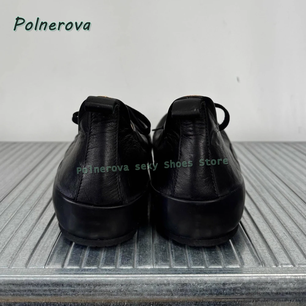 Cocked Round Toe Lace Up Loafers Shoes Solid Casual Thick Sole Retro Dark Men's Shoes 2026 Spring Street Style Boxing Shoes New view 5