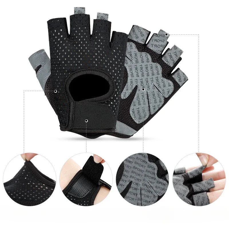 

Breathable Mesh Outdoor Half-finger Men's and Women's Gym SCamping Fitness Gloves Ports Yoga Non-slip Anti-callous Cycling