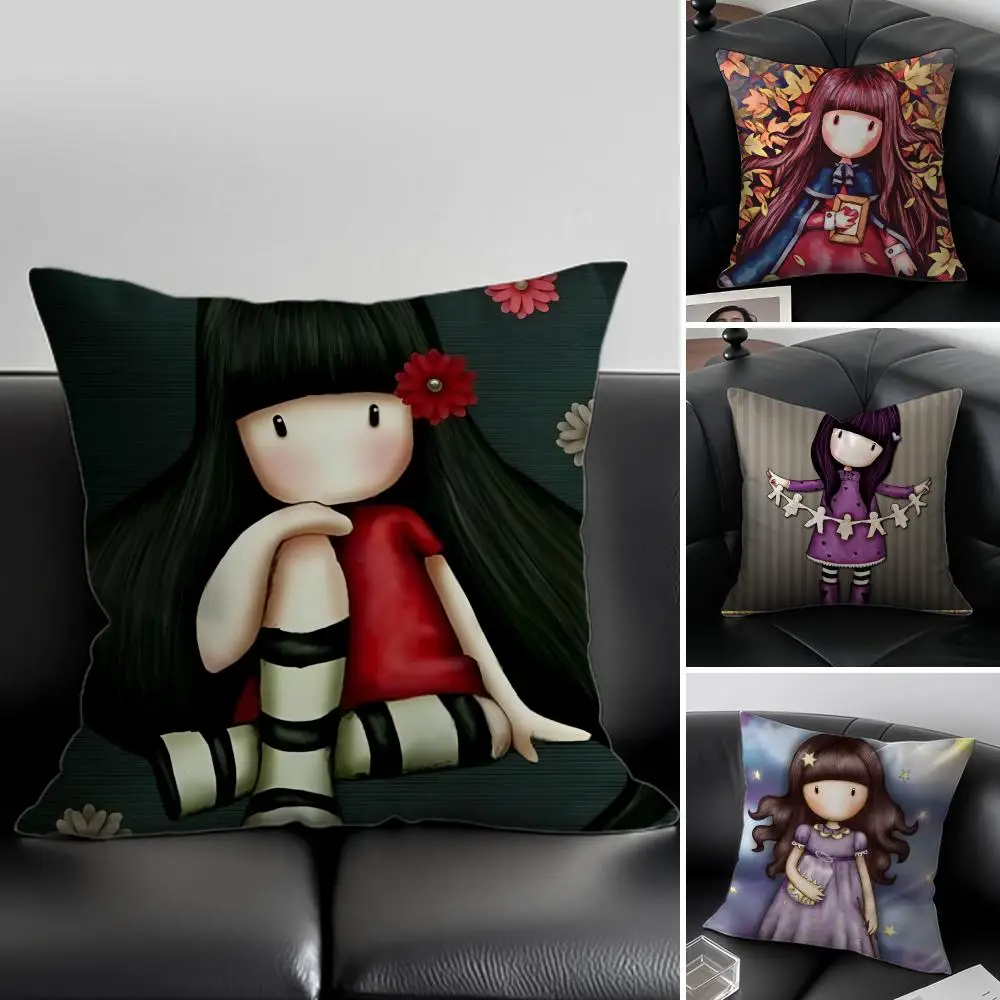llustration Cute S-Santoro G-Gorjuss Cushion Cover Pillow Case Anti-dustmite Invisible zipper silky short plush Sofa cushion
