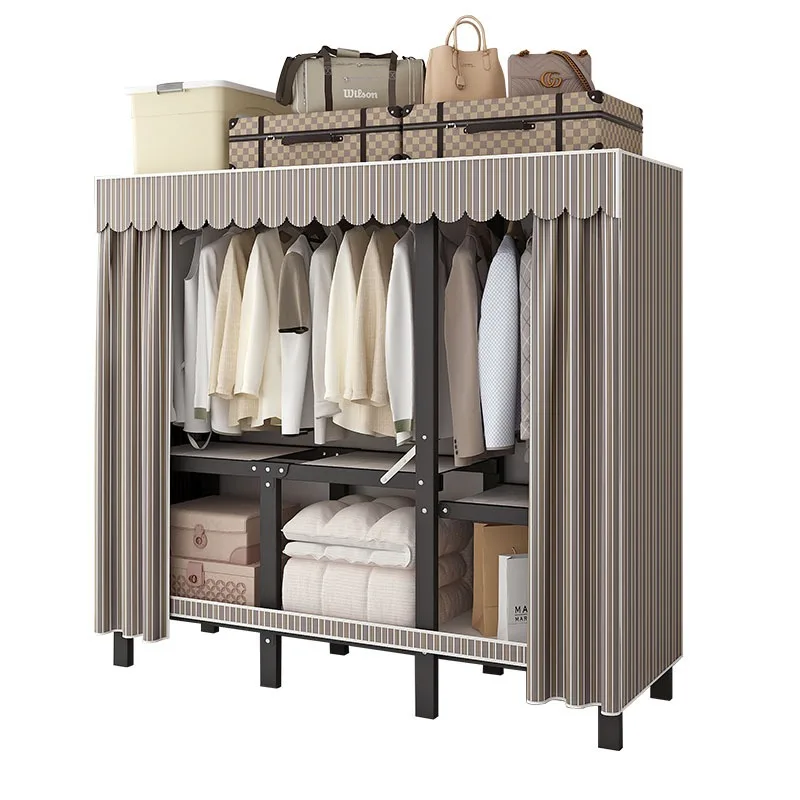 28MM steel pipe thickened and foldable installation-free wardrobe full steel frame