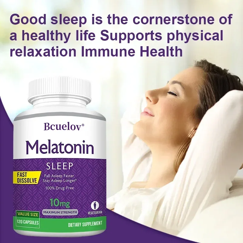 Sleep Melatonin 10 Mg Quick Dissolve Capsules, Adult Nighttime Sleep Supplement, Faster, Deeper Sleep, Vegetarian