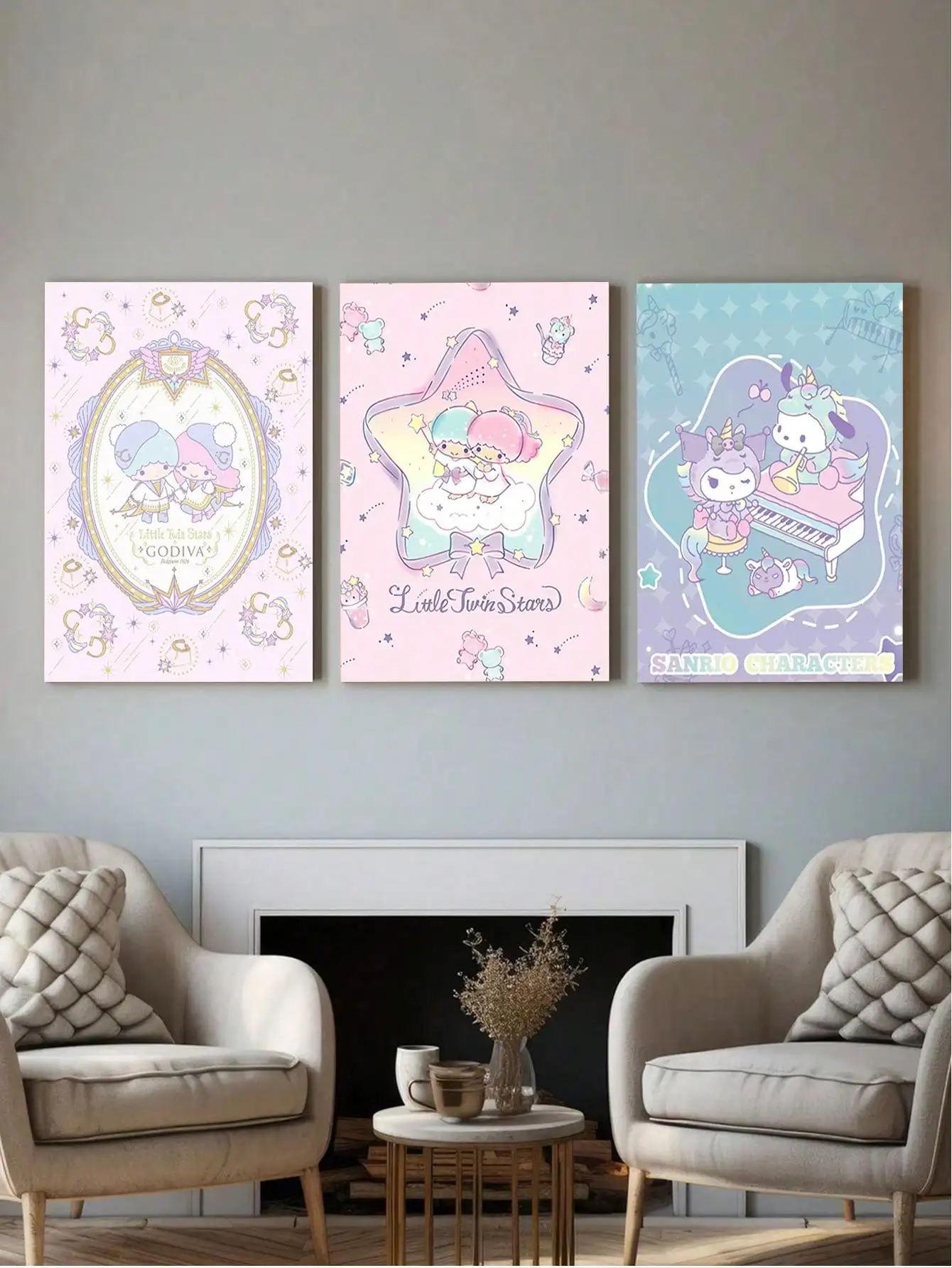 Anime Peripheral Sanrio Poster Cute My Melody Canvas Painting Print Children's Room Decoration Christmas Gift frameless