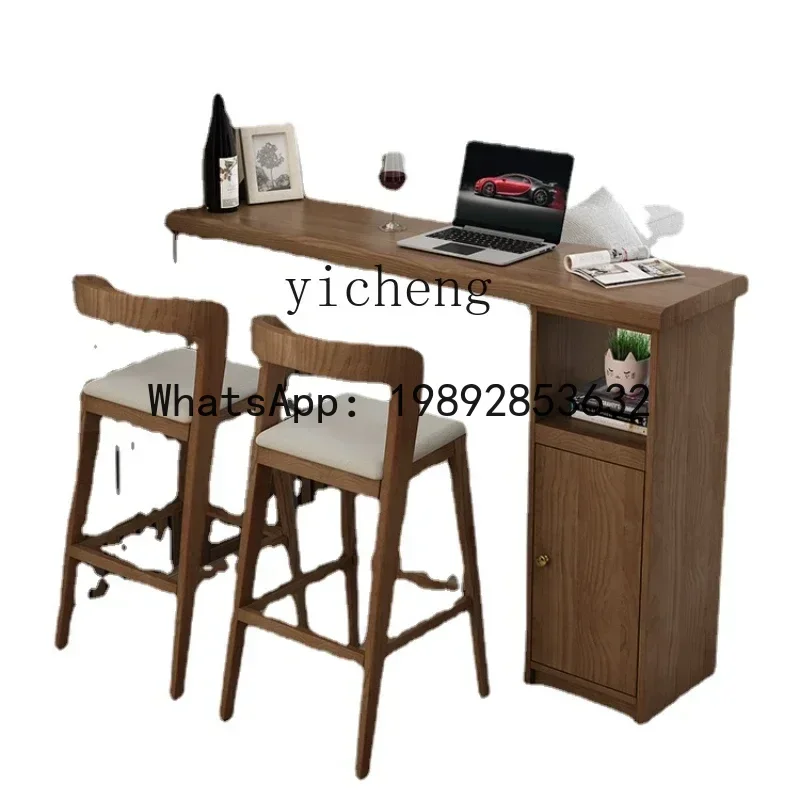 LYY Solid Wood Bar Counter Modern Partition Storage Cabinet Restaurant Wall Bar Counter