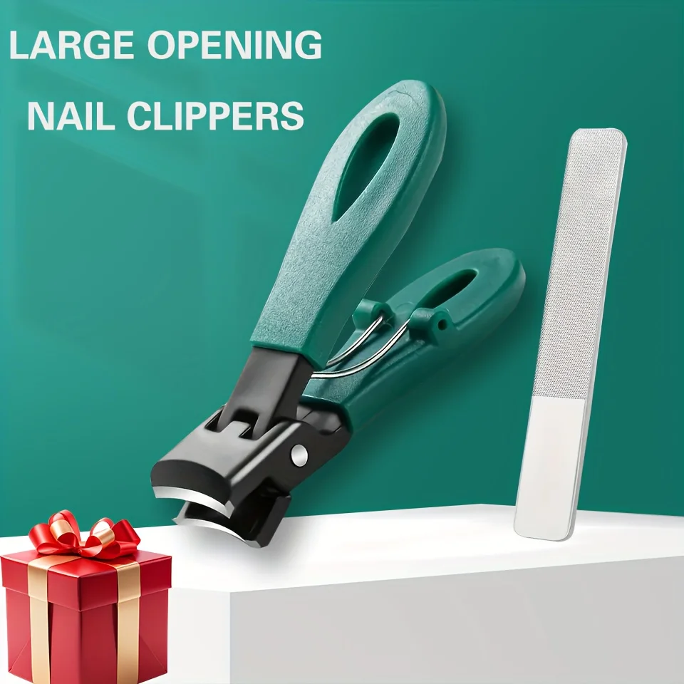 2-Pack Thick Hard Nail Clippers, Large Opening Nail Clippers, Splash-Proof Manicure Tools Nano Nail File Gifts