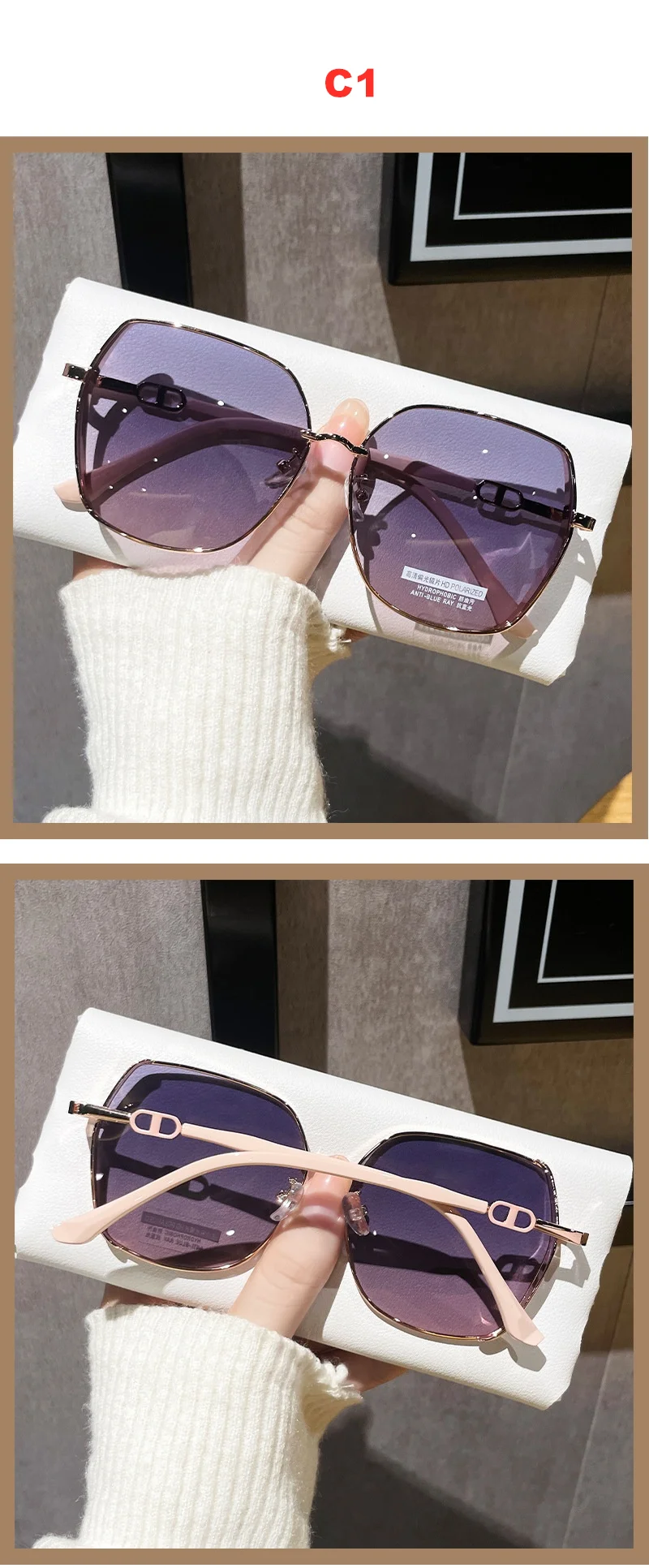 Luxuriöse polarisierte Sonnenbrille für Damen – Hochwertige, leichte DS-3134 im neuen Stil – Modisches Augenschutz-Accessoire – Detail 6