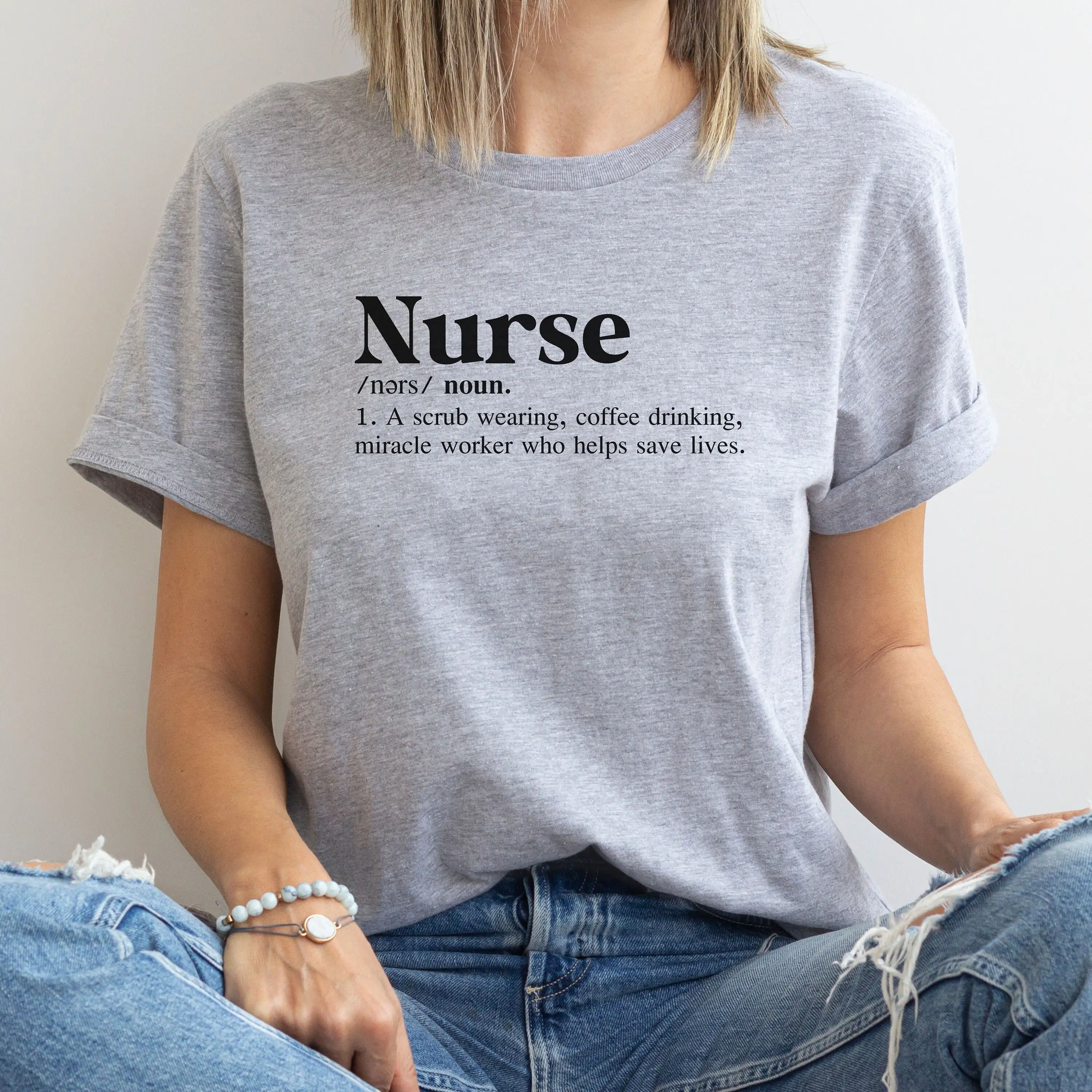 Nurse Definition T Shirt Scrubs Miracle Worker Nursing School Life Inspirational