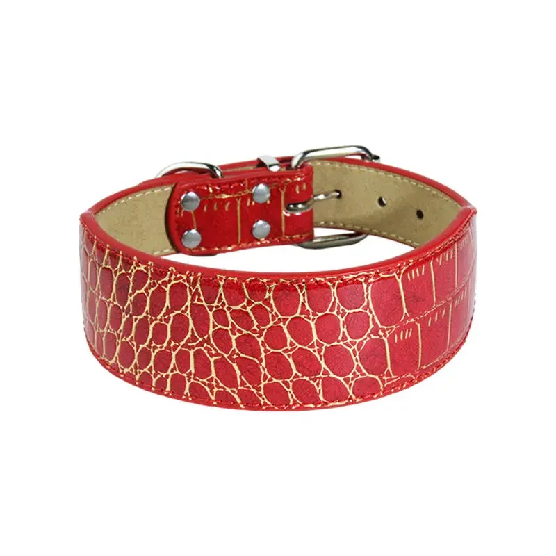 1pc Durable Dog Collar Leather Dogs Collars Crocodile Pattern Pet Pitbull Necklace Adjustable for Medium Large Dogs Pet Products