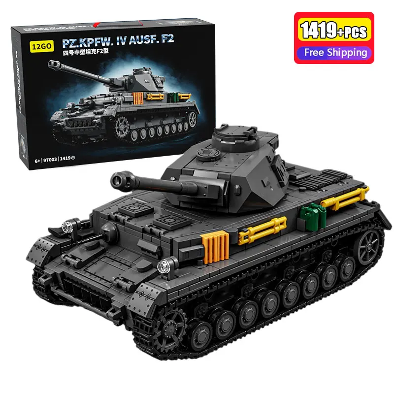 

97003 1419Pcs WW2 German Panzer IV Medium Tank Building Blocks Military Army Vehicle Bricks Educational Toys For Boys Kids