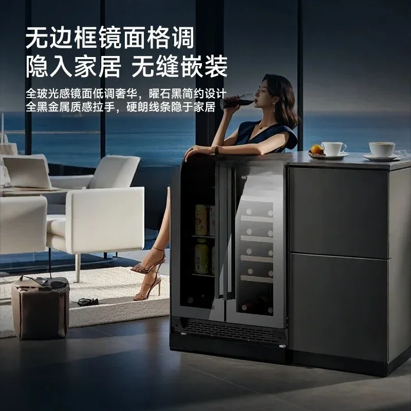 ZH Ice Bar Household Living Room Wine Cabinet Embedded Wine Cabinet Constant Temperature and Humidity Refrigerated