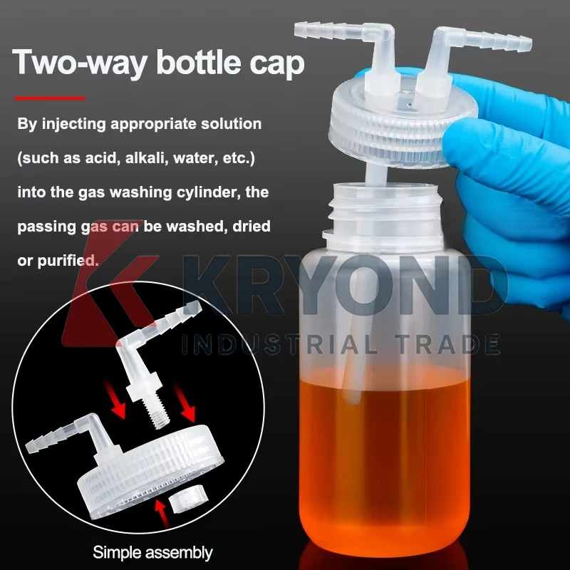 500ml Wash Bottle PP Plastic Gas Washing Cylinder Polyethylene Translucent Chemical Wash Bottle Unbreakable Original Product