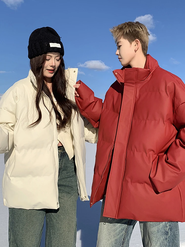

Утепленная хлопковая куртка с воротником-стойкой для пар и подростков, теплая повседневная однотонная без капюшона