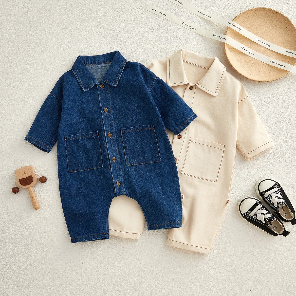 

Baby Children Boys Clothes Rompers Toddler Kids Overalls Denim Pants Casual Jumpsuits Long Sleeve Fashion Trousers 40