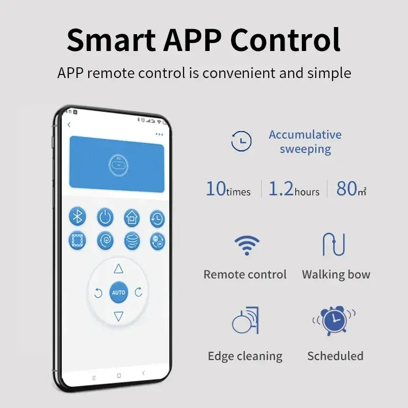 مكنسة كهربائية روبوتية ذكية للعناية بالأرضيات 3 في 1، وظيفة رطبة/جافة/فراغ، تطبيق للتحكم عن بعد، تنظيف حافة المنزل