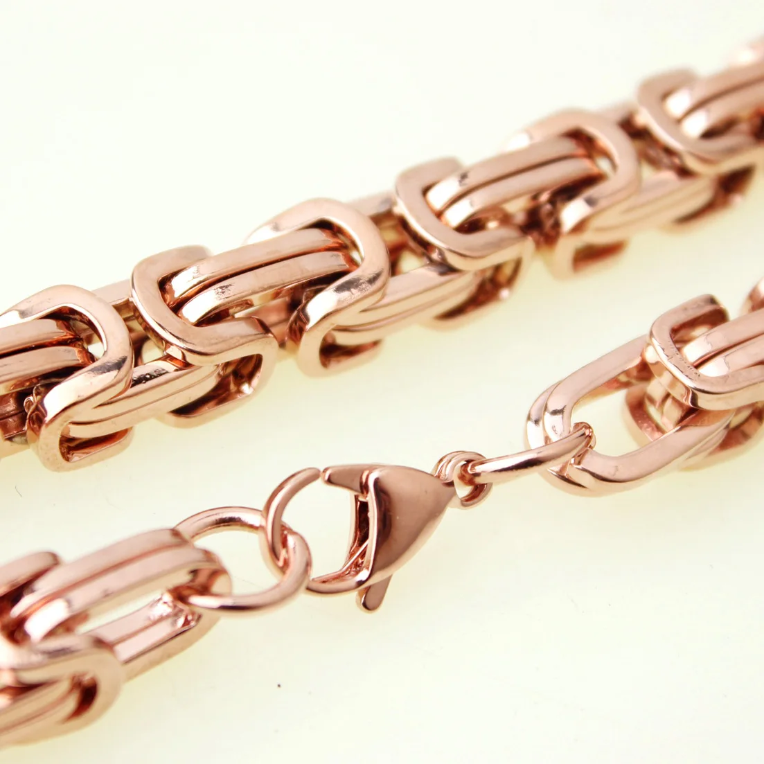 Fashion Rose Gold color  Womens Male Stainless Steel 4/5/8mm Chain Necklaces Byzantine Style Mens Jewellery, Wholesale or retail