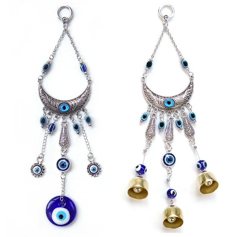 Campanas de Viento Decorativas con Diseño de Ojo Turco Azul, Colgante para Coche, Amuleto de la Suerte Turco, Protección para el Hogar, Decoración para Ventanas