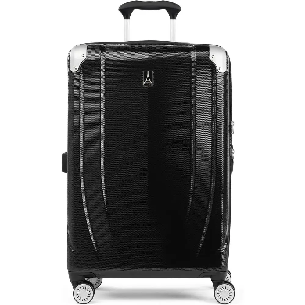

Expandable 25 Inch Medium Hard Shell Suitcase with 8 Spinner Wheels, Black