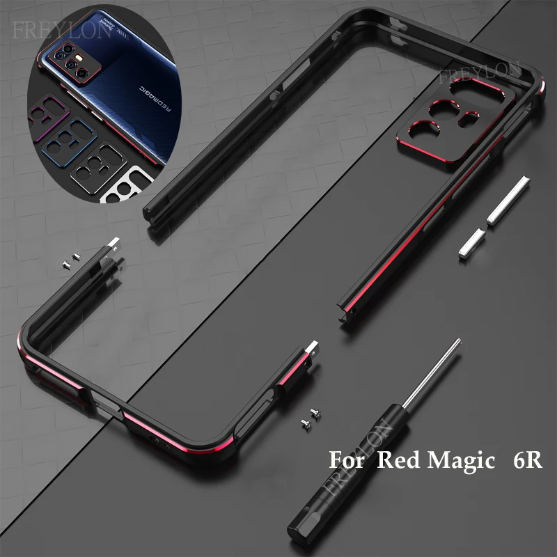 

Dual Color Aluminum Metal Bumper Case for Nubia Red Magic 6R Slim Border Cover CASE Lens Carmera+Frame Protector