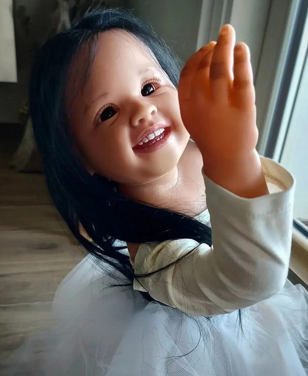 SINO-BB Customizable Collectable 32inch Reborn Baby Doll Shanti With Long Black Hair Already Finished Doll With Different Dress