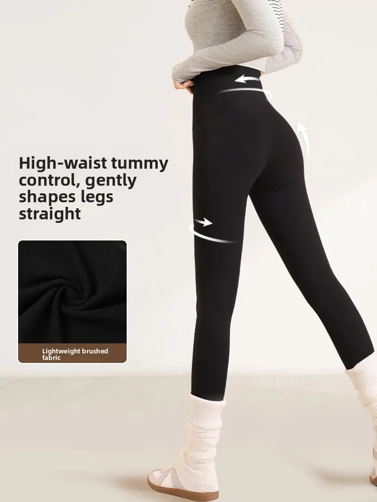 

Женские зимние брюки для йоги Thiened Arkskin с высокой талией, на флисовой подкладке, удлиняющие ноги, прямого кроя, модные спортивные брюки