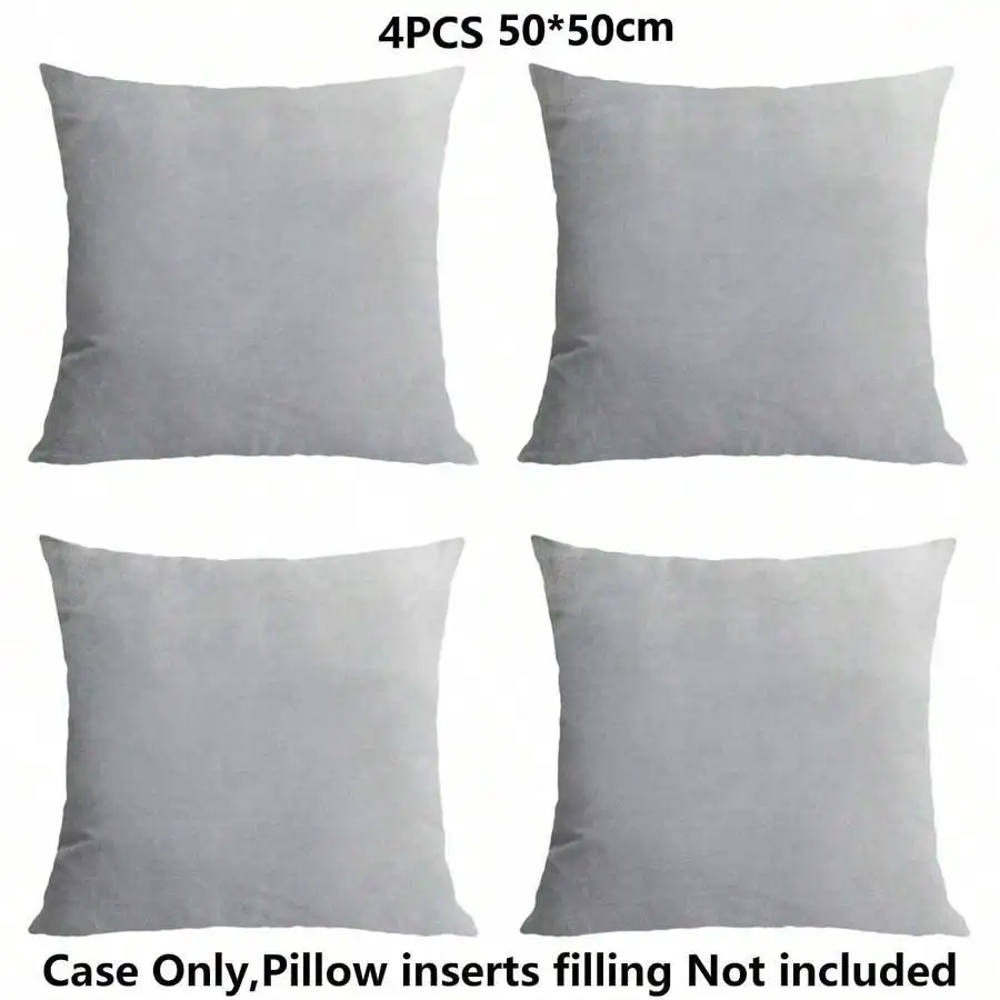 4pcs/Set Simple Solid Color Short Plush Skin-Friendly Pillow Case Without Filling (Pillow Core Not Included)