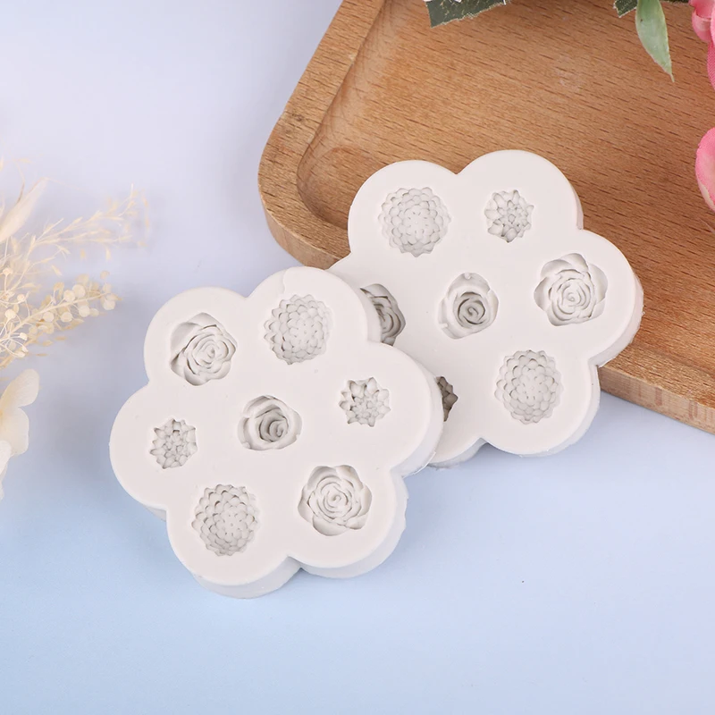 7 In 1 fiore rosa peonia stampo In Silicone fiore fai da te Aroma candela gesso ornamenti gesso stampo sapone fatto a mano