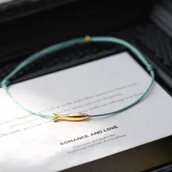 Woven Fish Hollow Geometry Anklets Personalities Copper Plait Blue Rope Foot Chain Women
