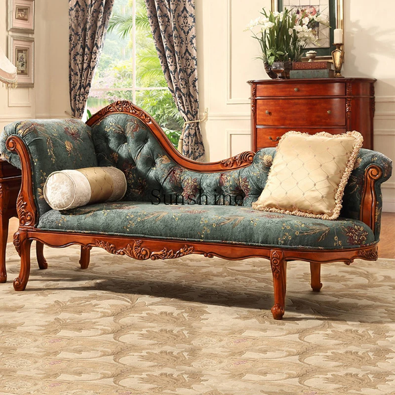 

European-style concubine lazy recliner sofa solid wood backrest rural living room home decoration
