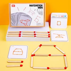 Matchstick Puzzle Game Wooden Toy, DIY Math Geometry Board Game Creative Thinking Match Logic Training Educational Toys For Kids