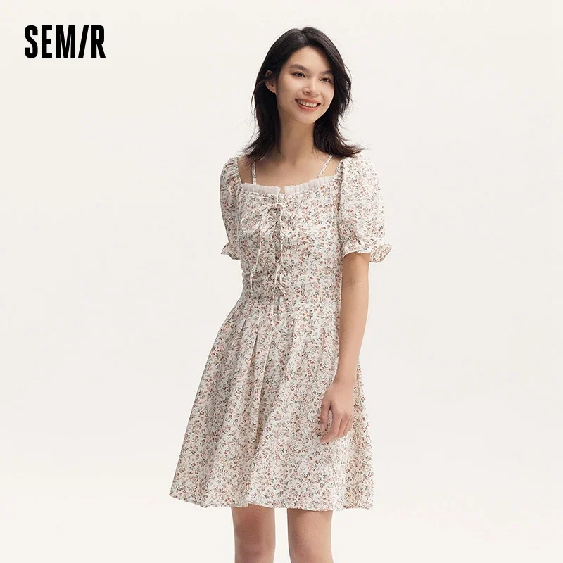 

Semir Dresses Women Tied Chiffon Halter Dress Mori Romantic Temperament Summer Texture Floral Fairy Sweet