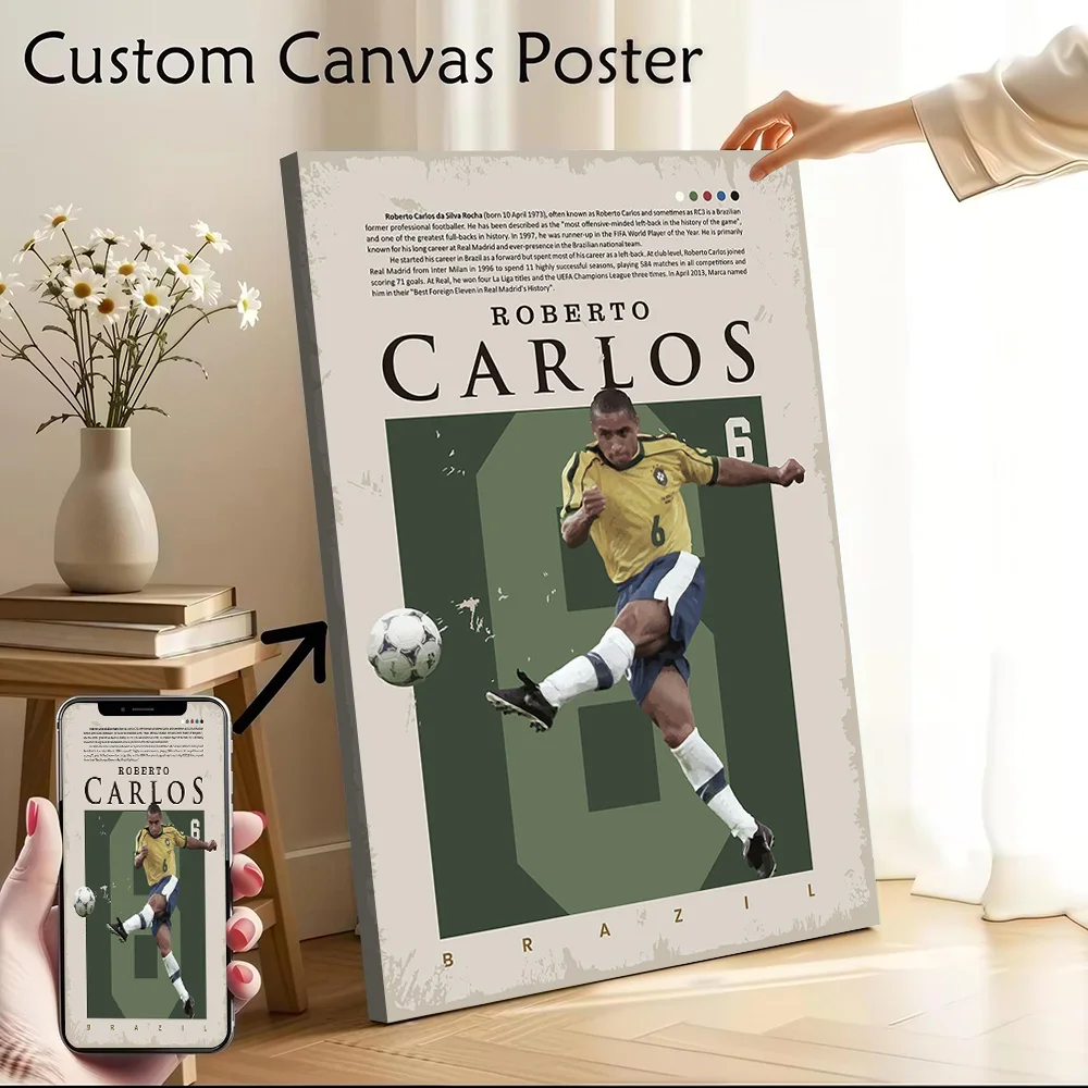 Roberto Carlos Brazil Printed Canvas Poster Custom Pictures Wall Art Canvas Painting for Living Room Decoration Gaming Wand Deko